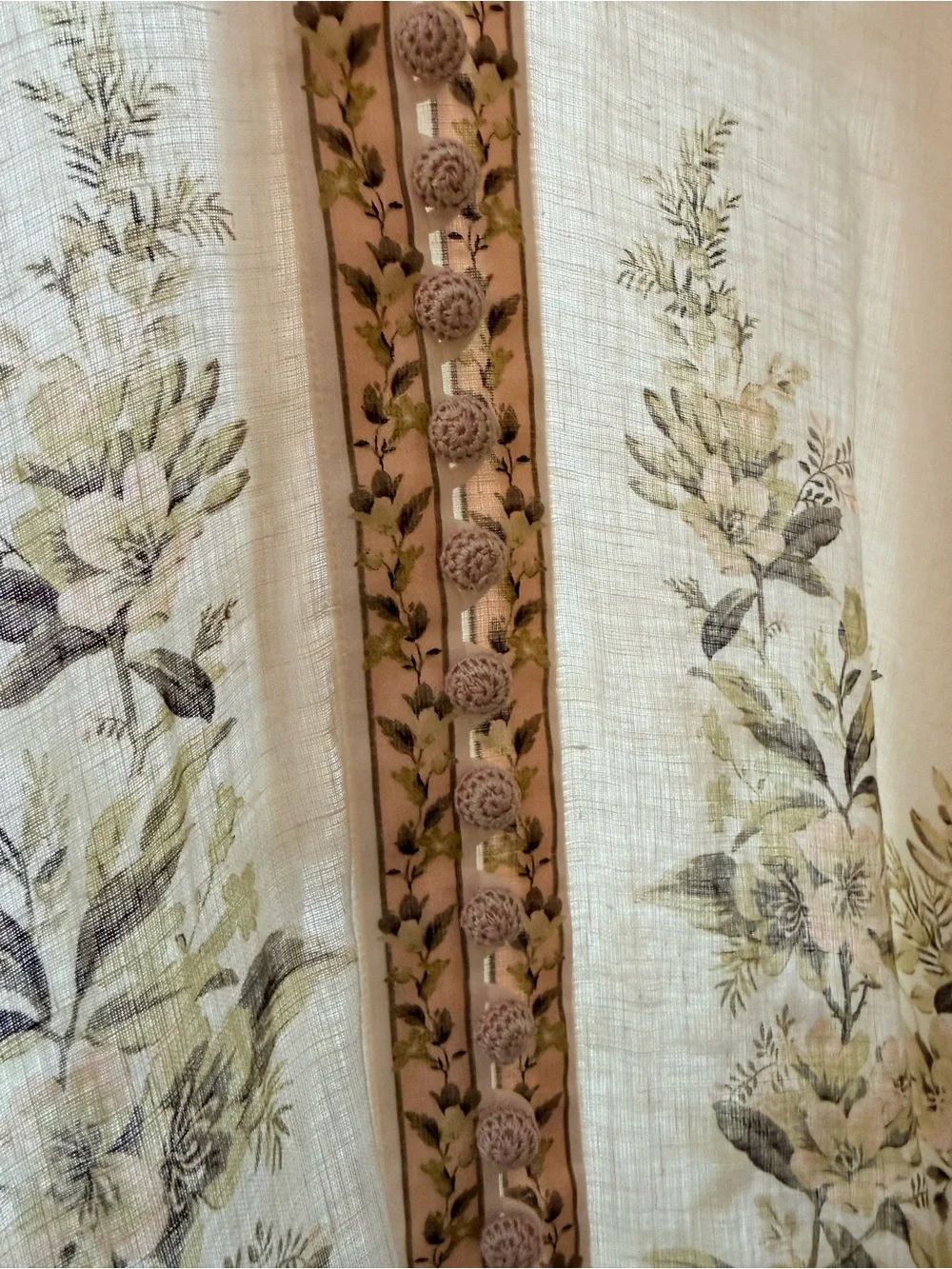 Zimmermann Cream Maxi Dress 1 with Olive and Pink Floral Trim (US 4-6 or Small) - Picture 3 of 5